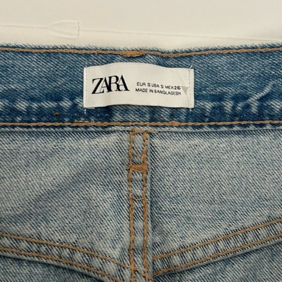 Zara Long Distressed Raw Hem High Waist Maxi Denim Jean Skirt Size Small - Picture 7 of 12